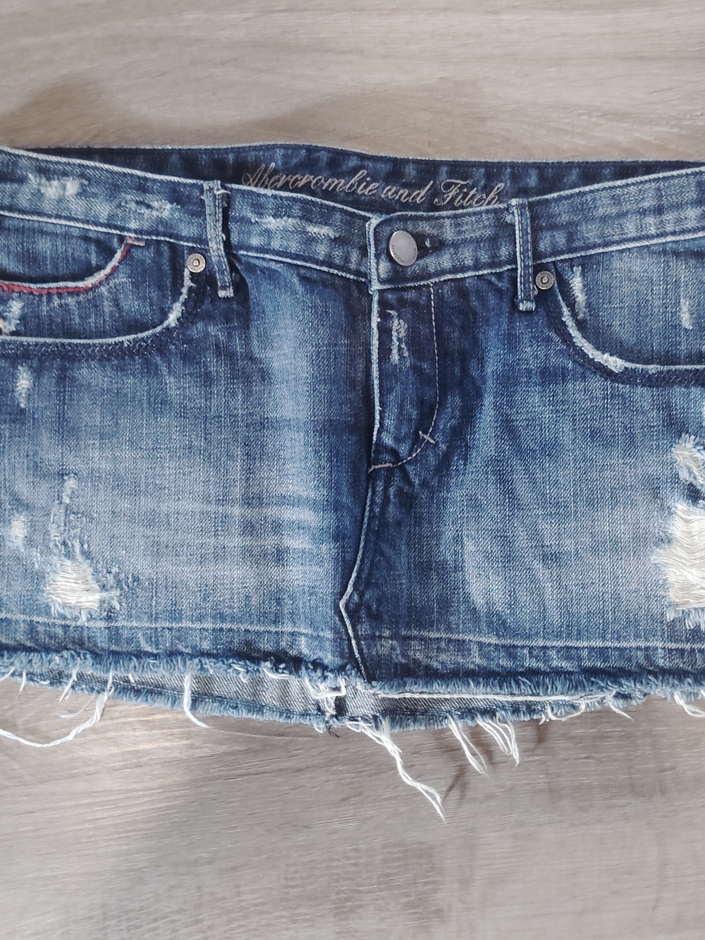 Abercrombie & Fitch Distressed Denim Mini Skirt - Blue